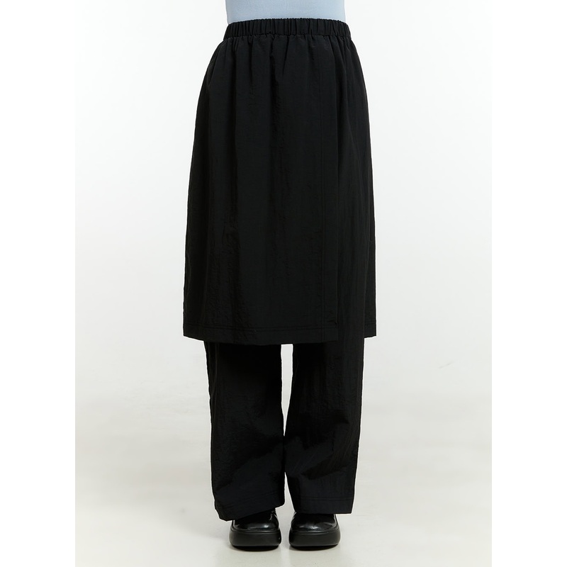 Wrap Midi Skirt with Pants OL430 Black S/M