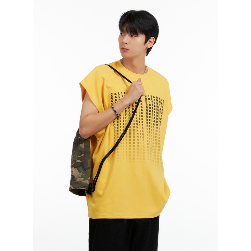 Men’s Cotton Sleeveless Oversize T-Shirt IG402 Yellow M/L