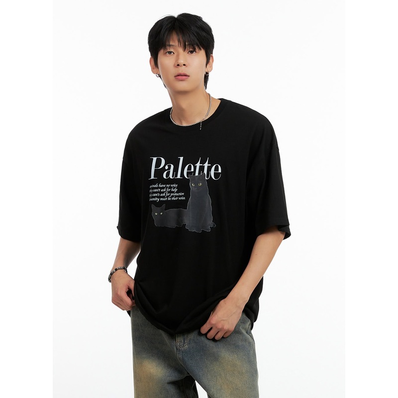 Men’s Round Neck Graphic T-Shirt (Black) IG402 Black 1XL