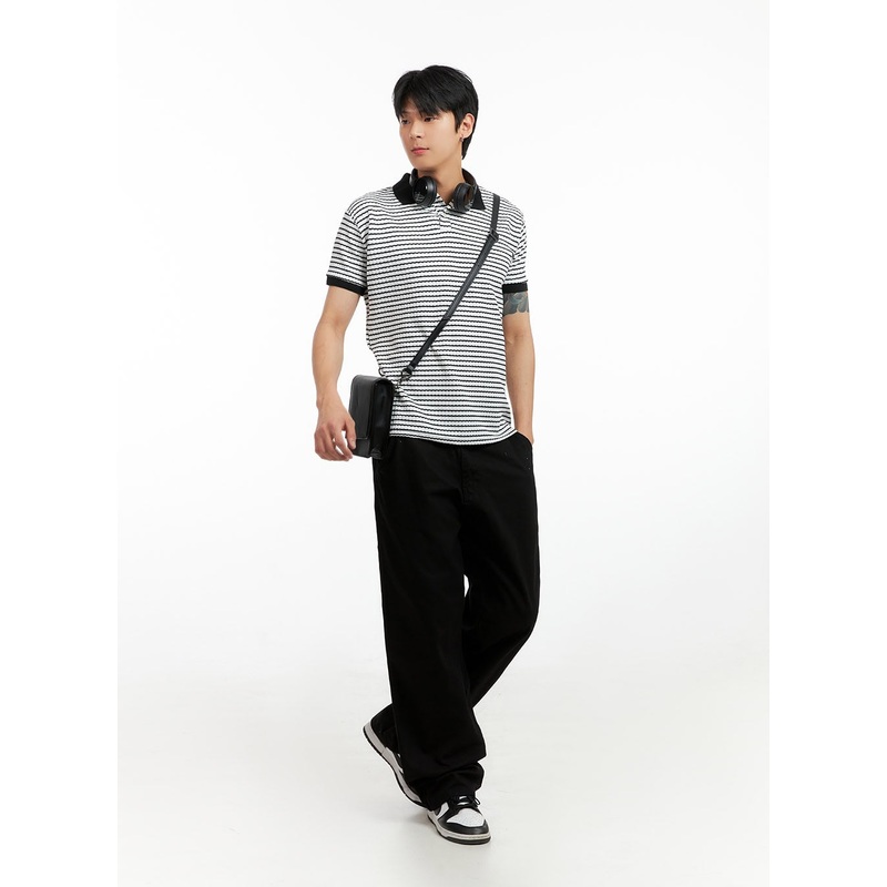 Men’s Wide Fit Cotton Pants (Black) IG402 Black M
