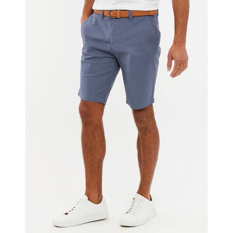 Misty Blue Belted Chino Shorts Misty Blue 30