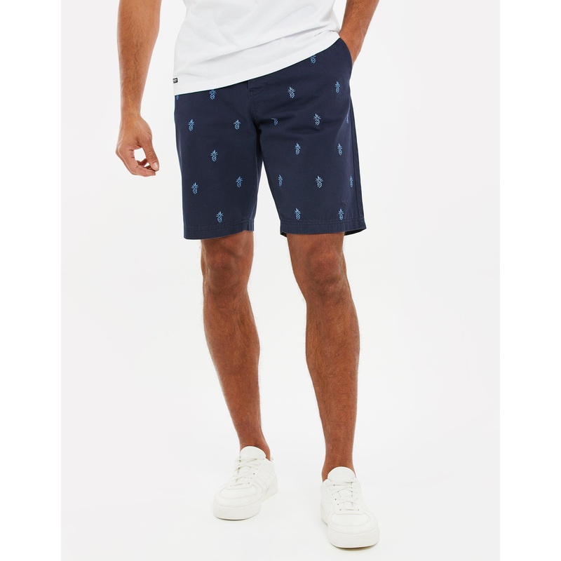 Navy Pineapple Print Chino Shorts Navy 30