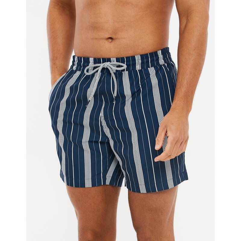 Navy Striped Swim Shorts Navy S