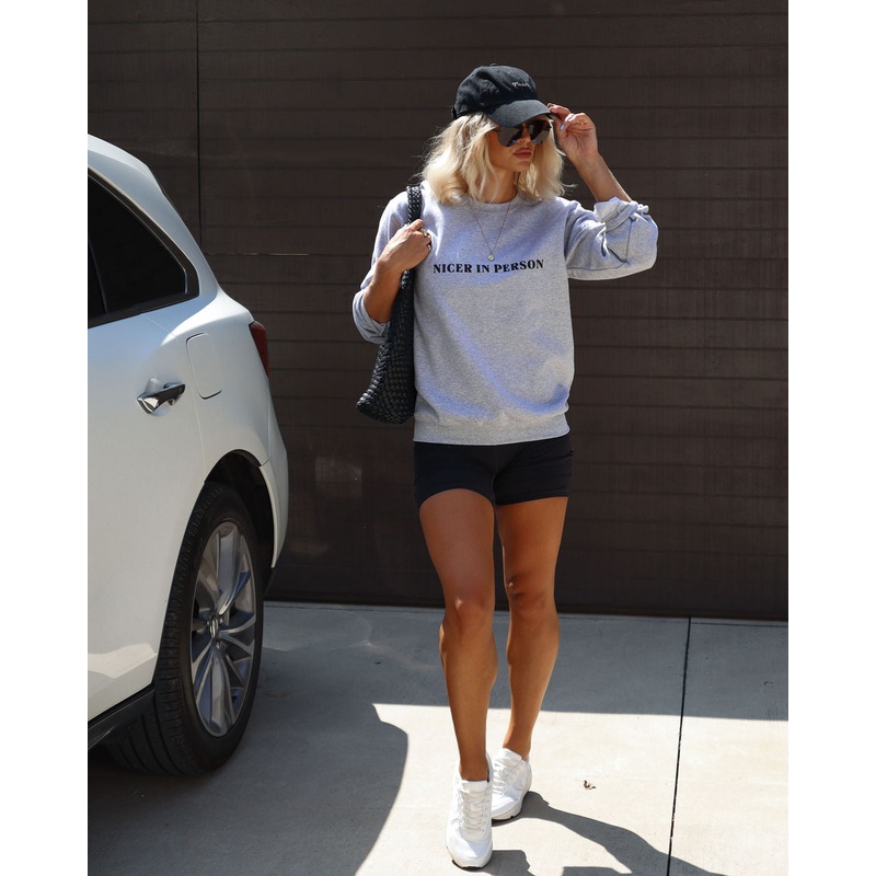 Nicer In Person Pullover Sweatshirt Heather Grey S