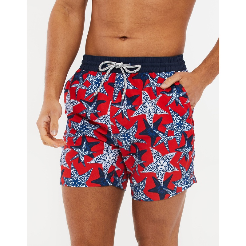 Red Starfish Print Swim Shorts Red S