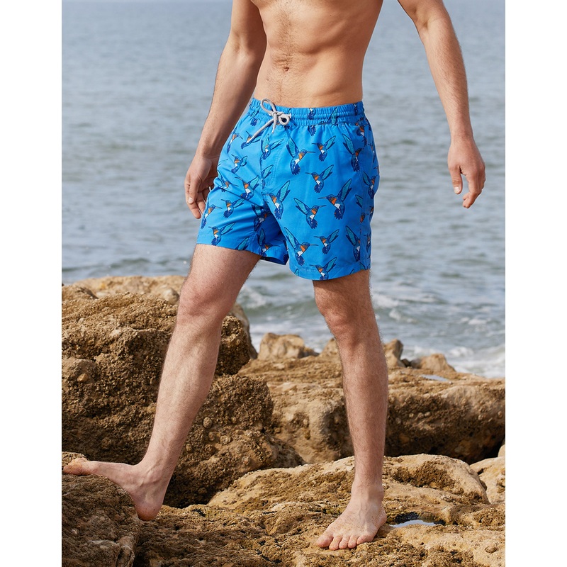 Royal Blue Hummingbird Print Swim Shorts Royal Blue S