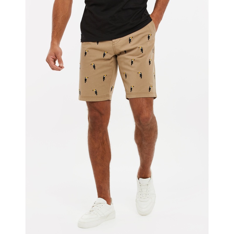 Stone Toucan Print Chino Shorts Stone 30