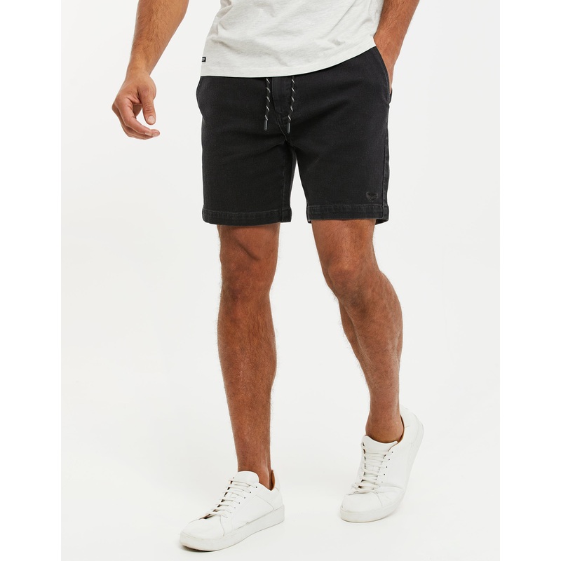 Washed Black Denim Shorts Black S