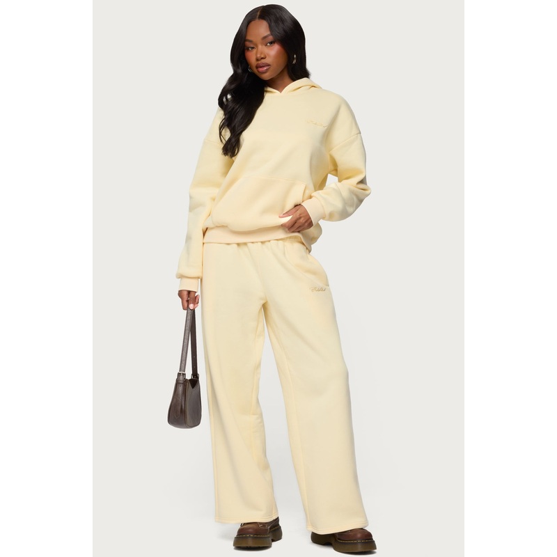 Basic Girl Wide Leg Edikted Sweatpants YELLOW XS