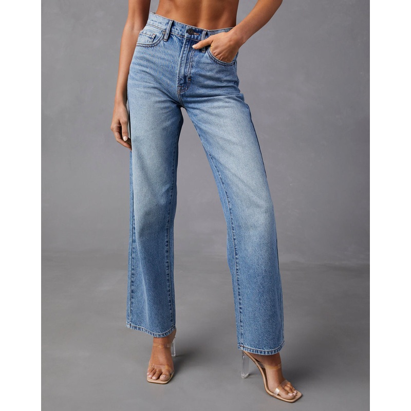 Brandis High Rise Straight Leg Jeans Medium Wash 24