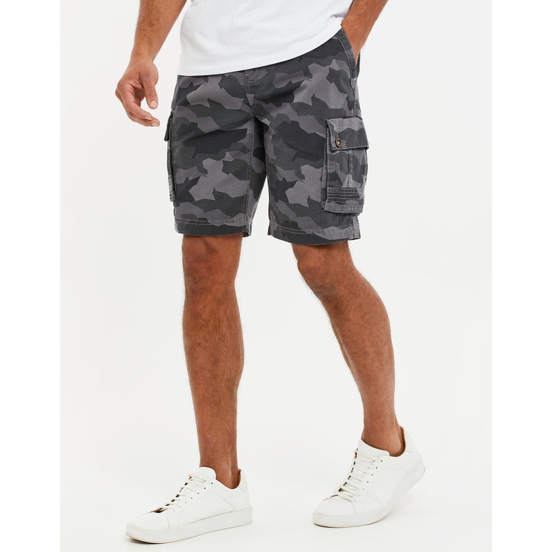 Charcoal Grey Camo Cargo Shorts Charcoal Grey 30