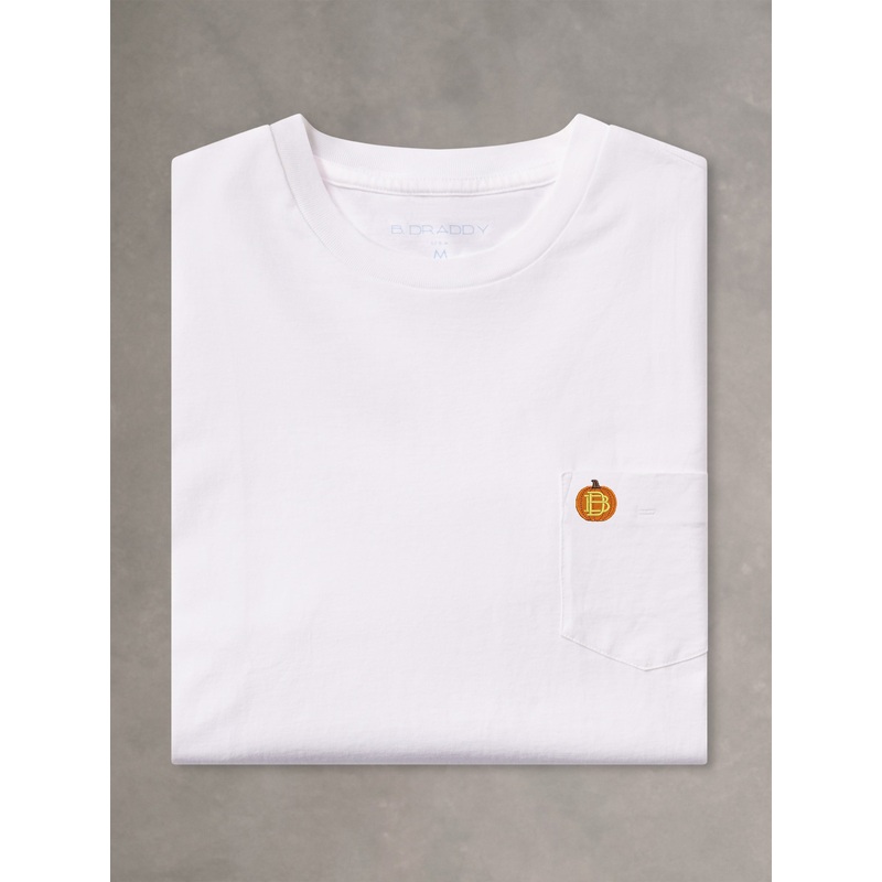 DEWEY POCKET TEE | PUMPKIN | WHITE WHITE SML