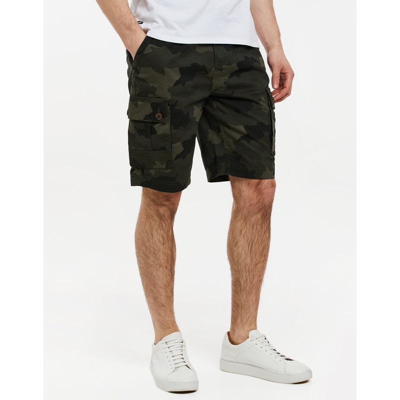 Khaki Green Camo Cargo Shorts Khaki Green 30