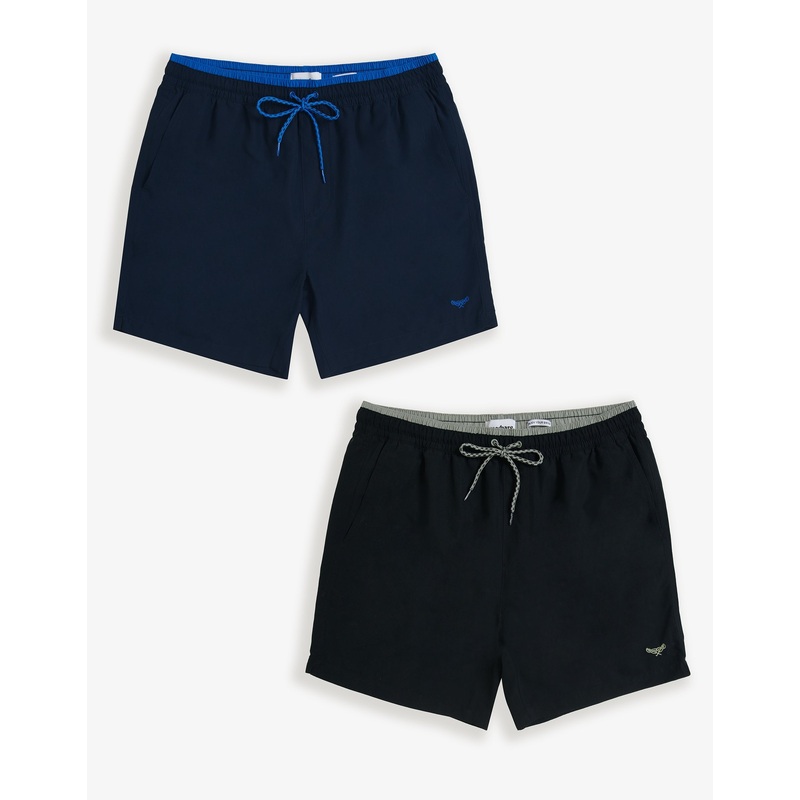Navy & Black Swim Shorts (2 Pack) Navy & Black S