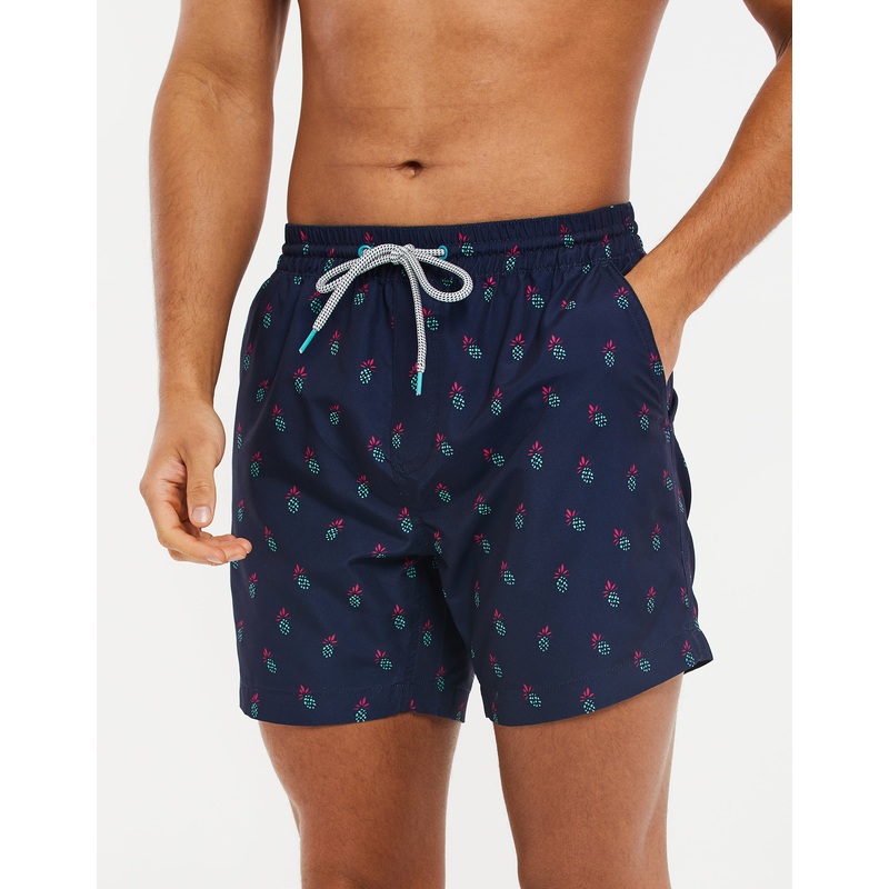Navy Pineapple Print Swim Shorts Navy S