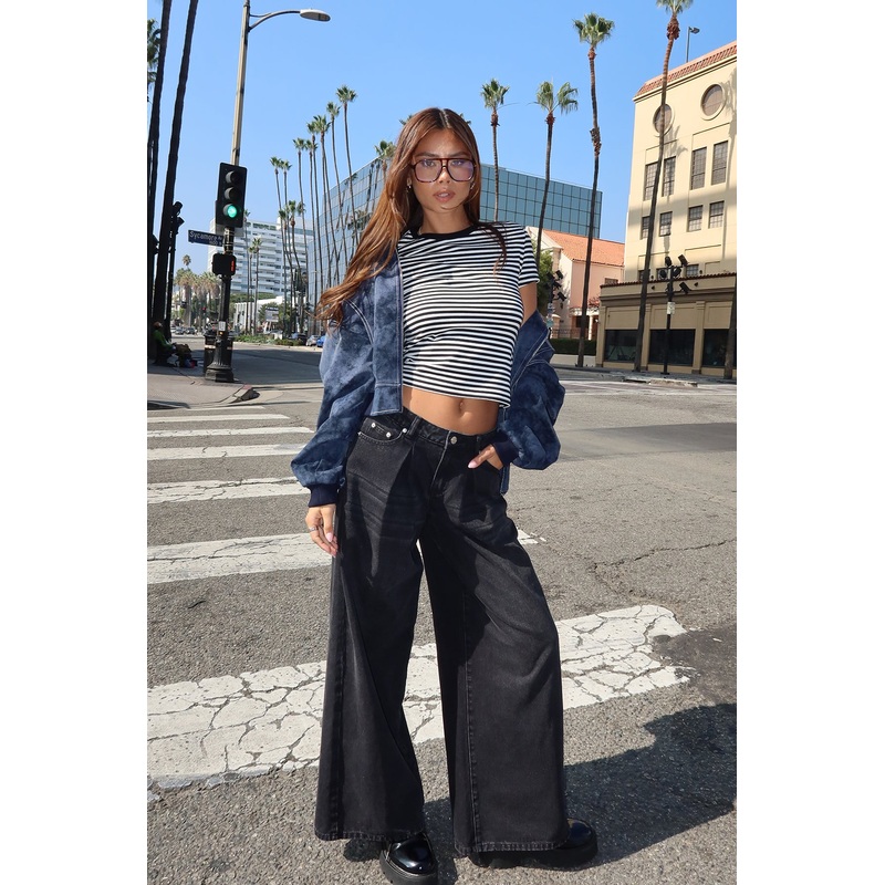 Nessie Striped T Shirt BLACK-AND-WHITE XS