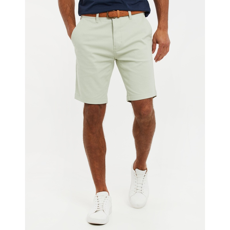 Sage Green Belted Chino Shorts Sage Green 30