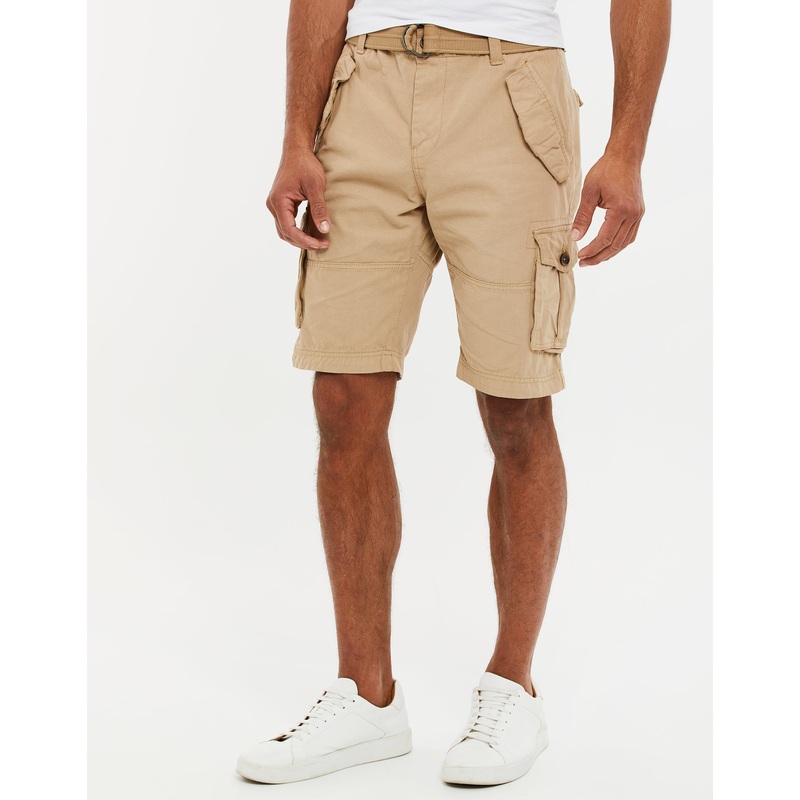 Stone Belted Cargo Shorts Stone 30