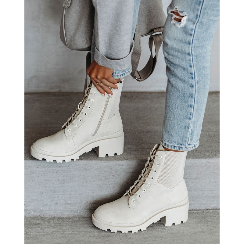 Willa Heeled Lace Up Boot Cream 5.5