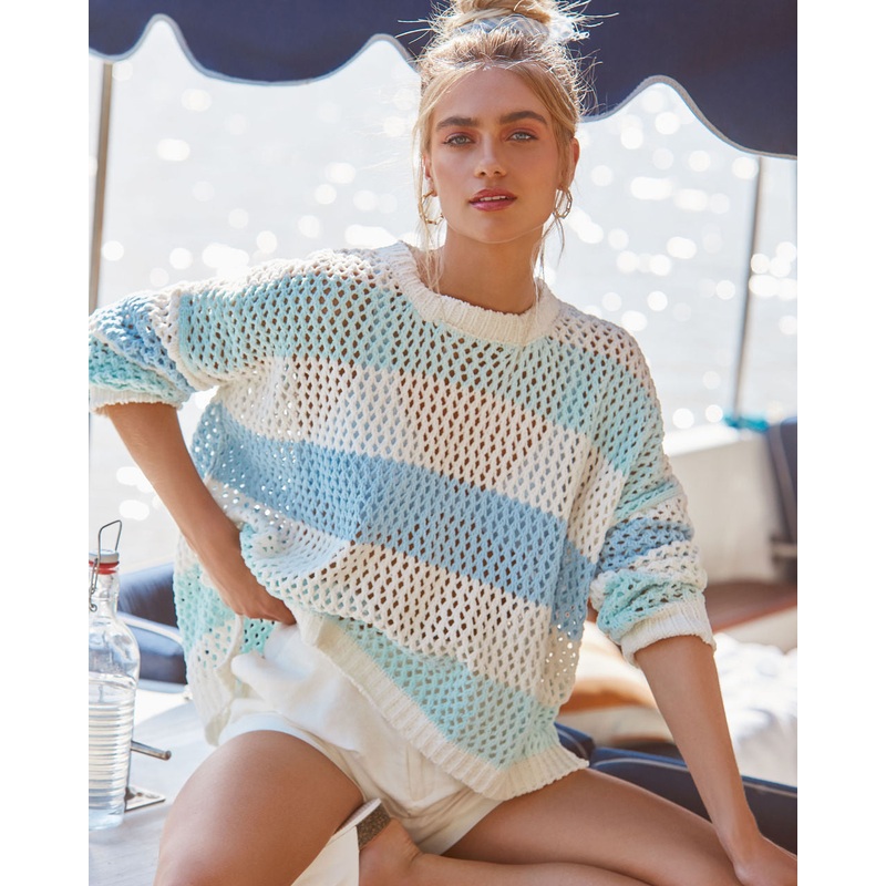 Augustus Knit Stripe Sweater Light Blue S