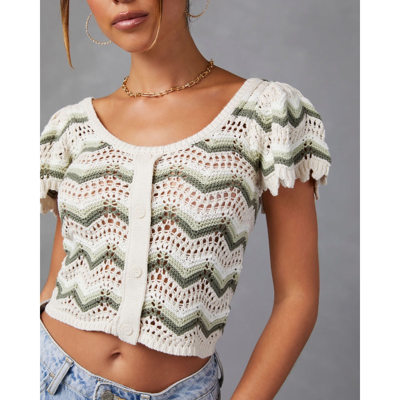 Maelis Knit Crop Cardigan Olive S