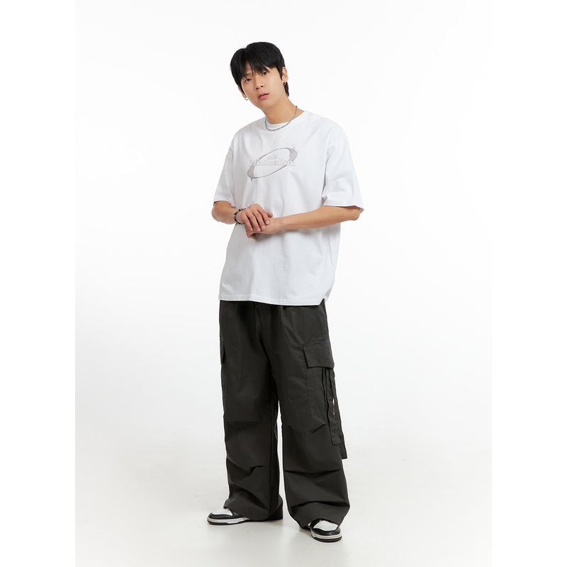 Men’s Cargo Wide-Leg Pants (Dark Gray) IG402 Dark gray M/L