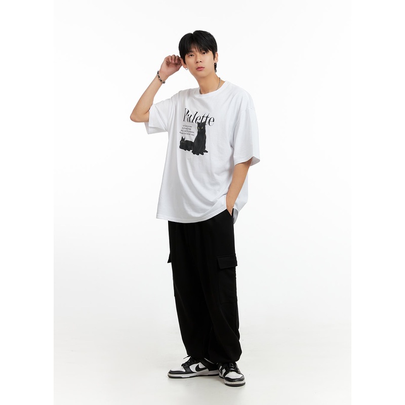 Men’s Cotton Cargo Sweatpants IG402 Black M/L