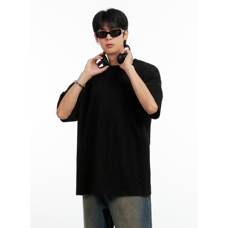 Men’s Cotton Graphic Oversize T-Shirt IG402 Black M/L