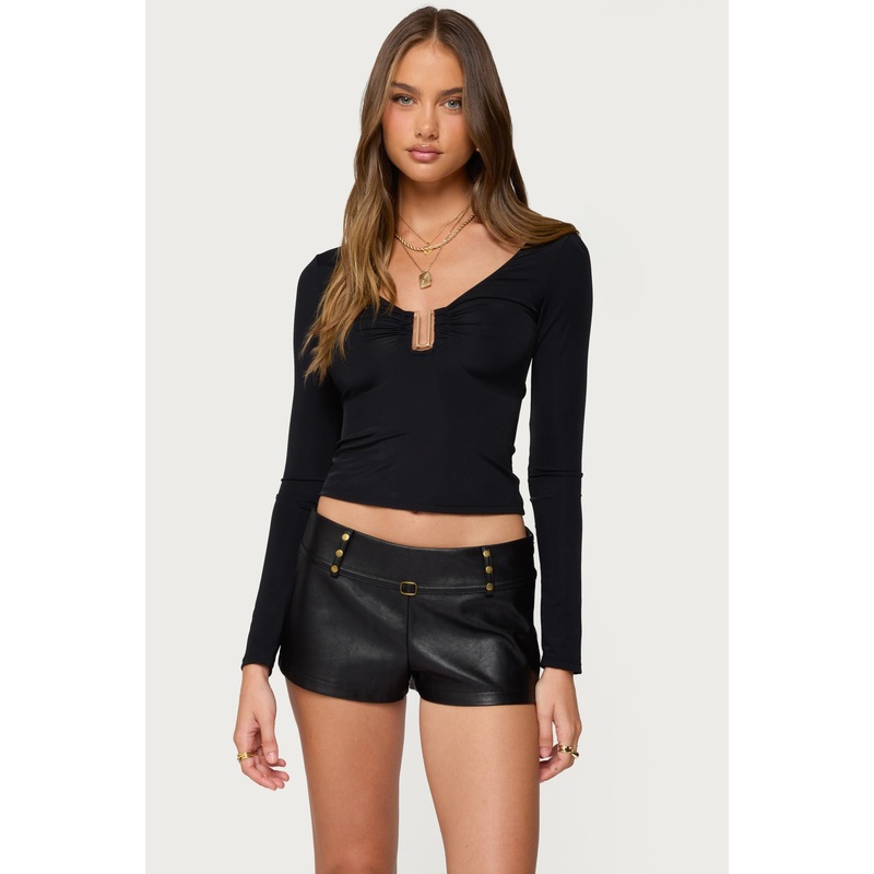 Soria Ruched Cut Out Top BLACK XS