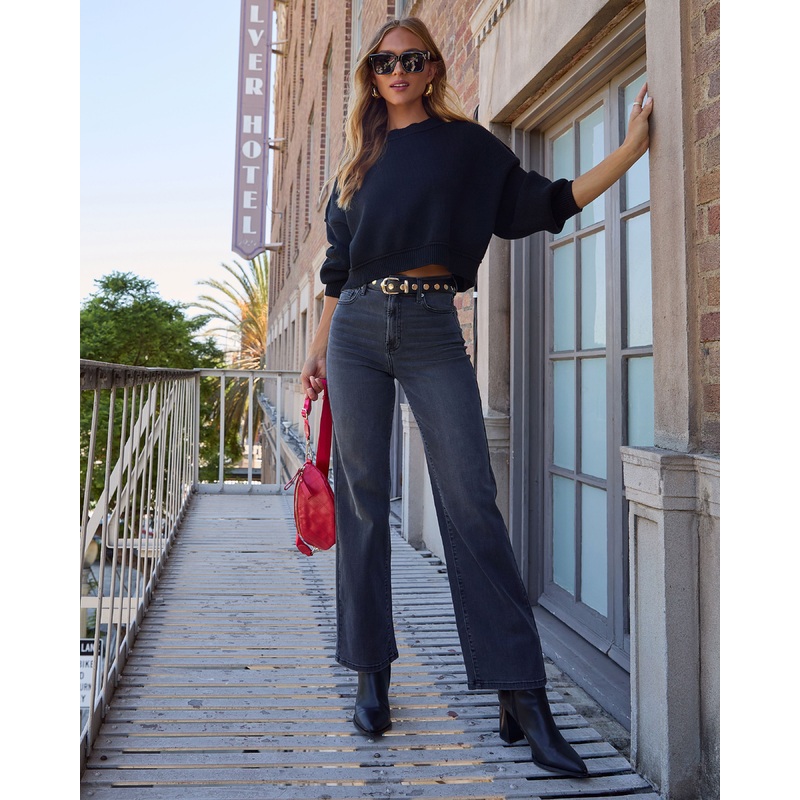 VICI Icon Super Stretch High Rise Straight Jeans Black 24