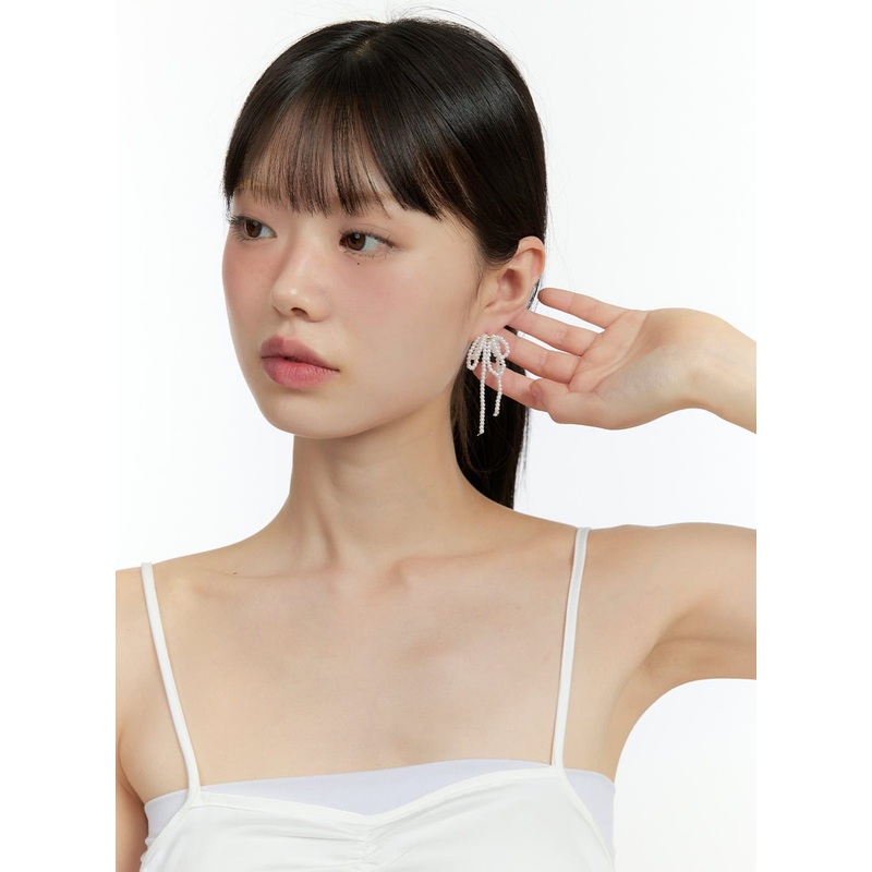 Bonita Ribbon Earrings IG406 White One Size