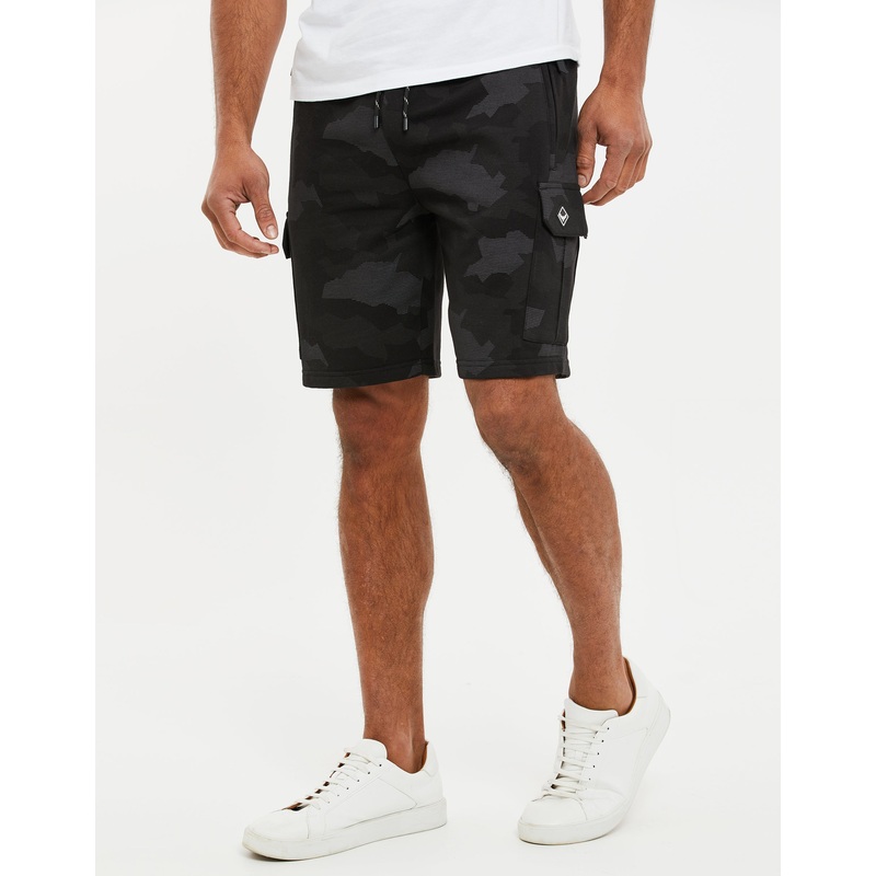 Charcoal Grey Camo Cargo Sweat Shorts Charcoal Grey S