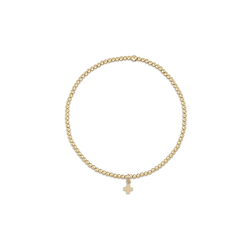 enewton  Classic Gold 2mm Bead Bracelet Small Cross Gold Charm
