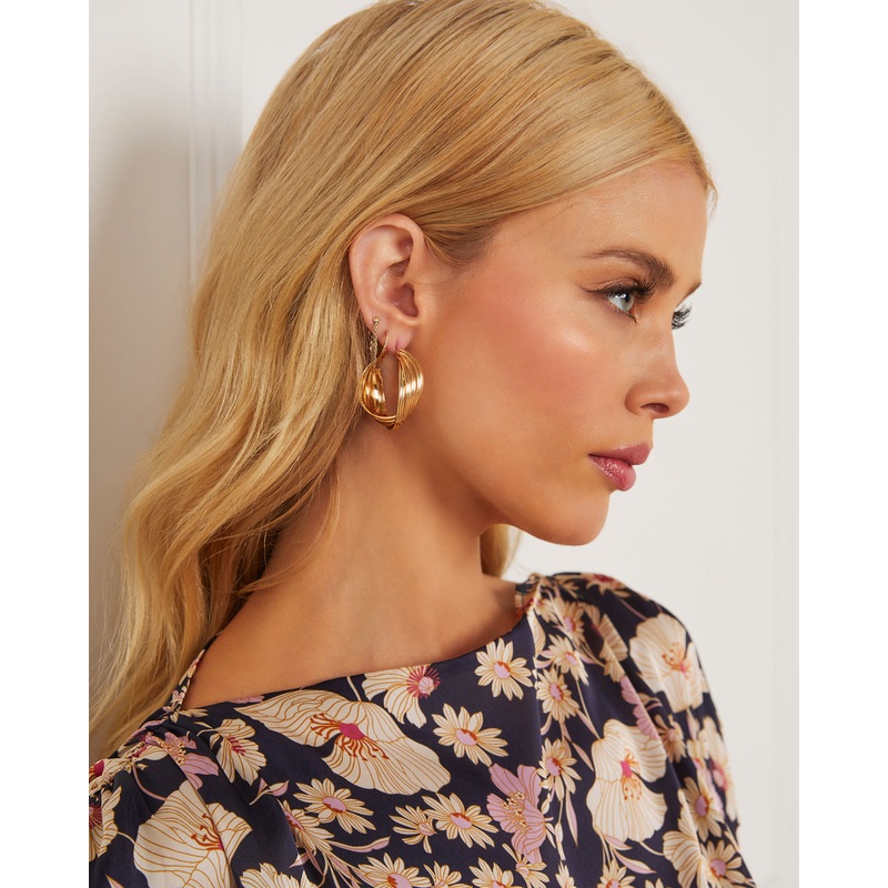 Goldie Twisted Hoop Earrings Gold O/S