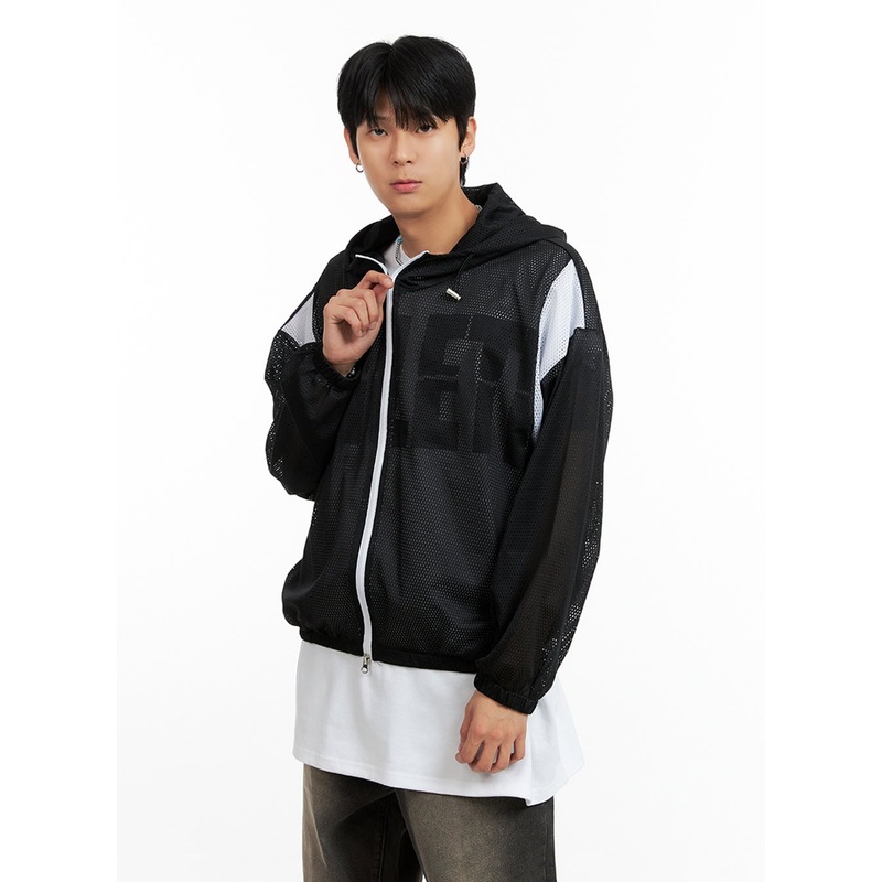 Men’s Mesh Hoodie Jacket IG402 Black M/L