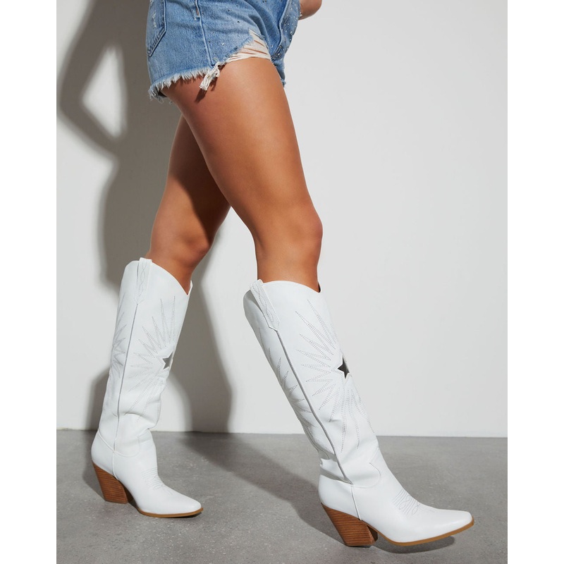 Constance Star Western Boot White 6