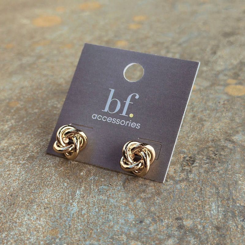 Gold Plated Small Loose Knot Stud Earring  23699 G