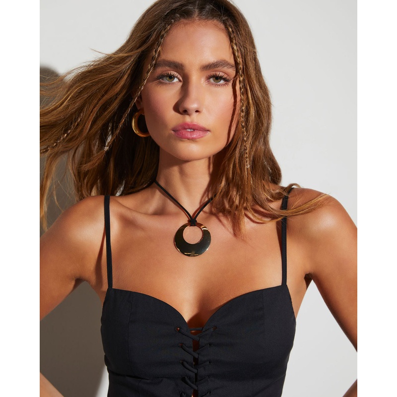 Neptune Medallion Necklace Gold O/S