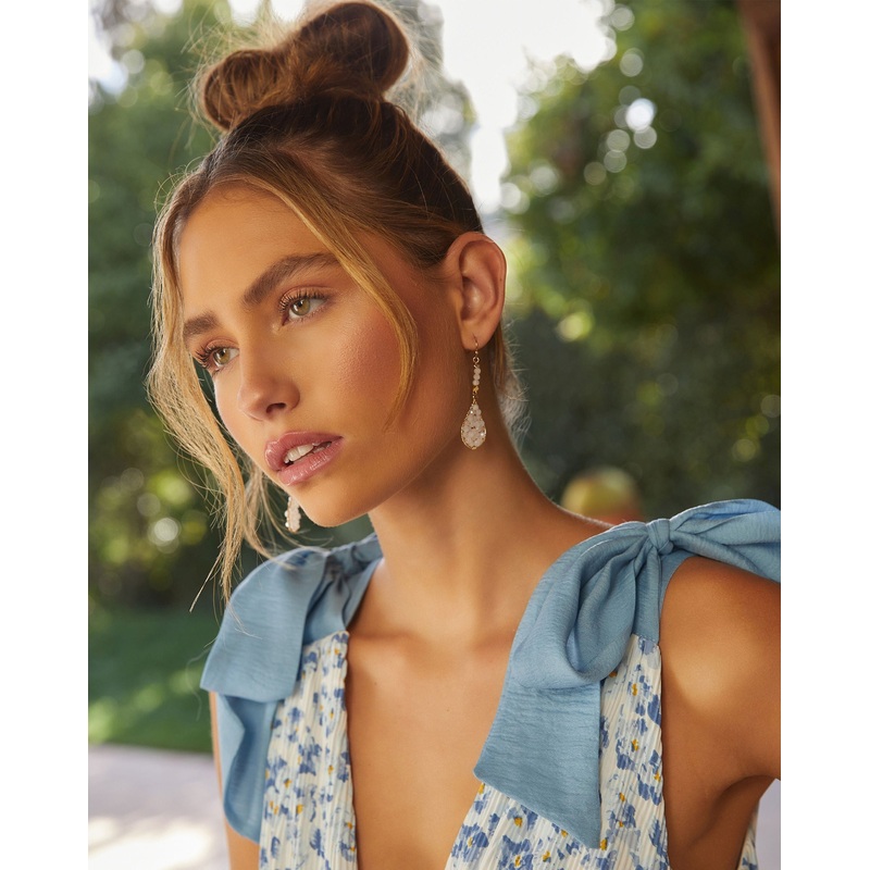 Nylah Dainty Beaded Drop Earrings White O/S