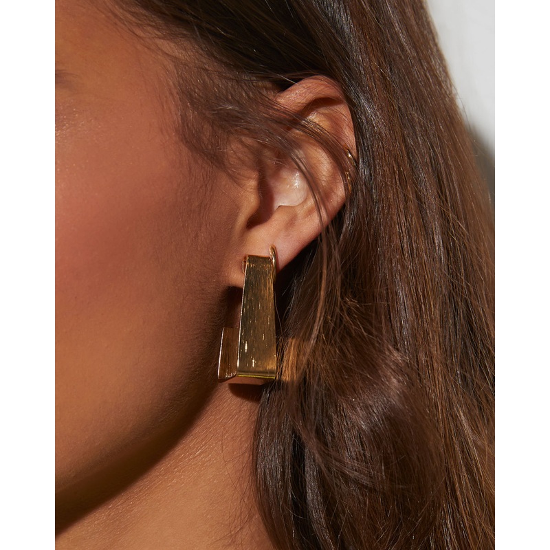 Sleek Square Hoop Earrings Gold O/S