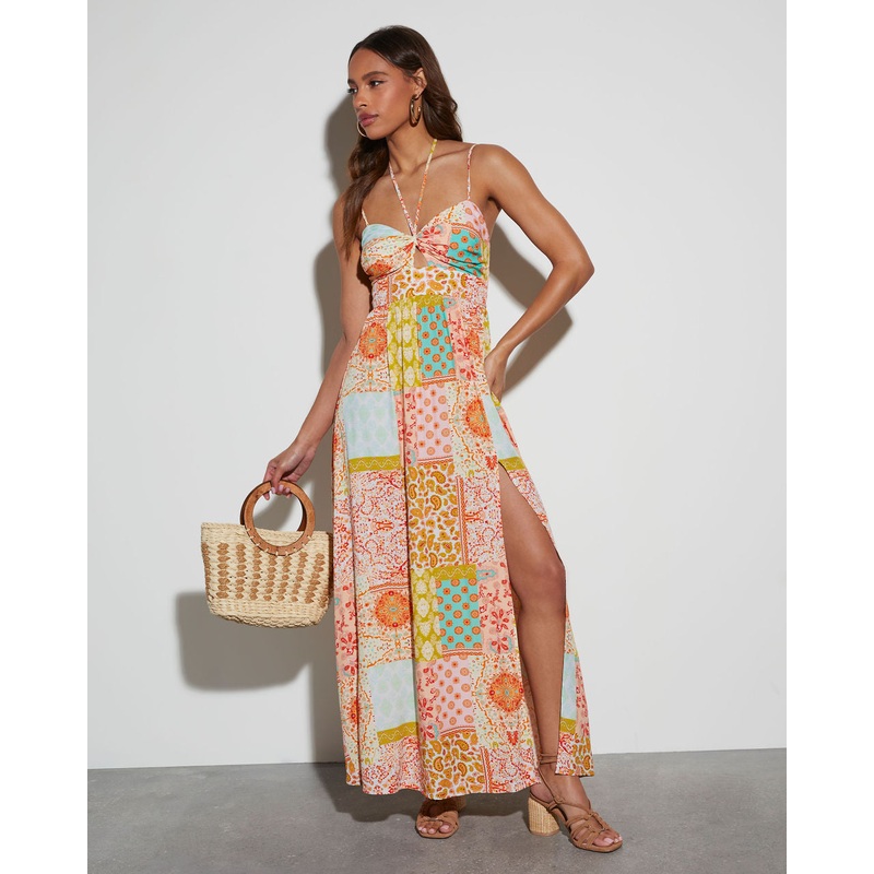 Tropical Tango Sweetheart Maxi Dress Tangerine/Multi XS