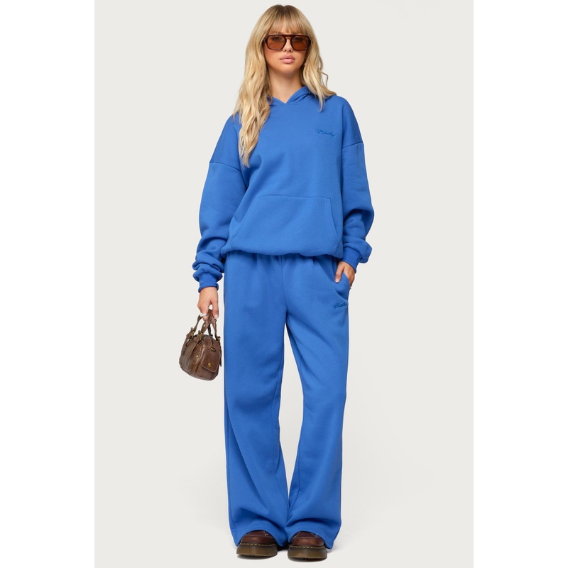 Basic Girl Wide Leg Edikted Sweatpants BLUE XS