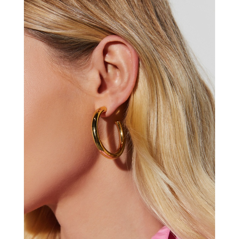 Deanna Chunky Large Hoop Earrings Gold O/S