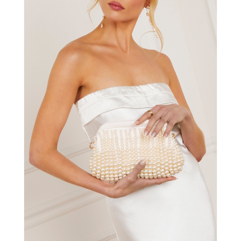 Everlasting Love Pearl Embellished Clutch Pearl O/S