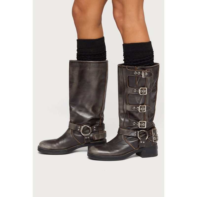 Knee High Scrunch Socks BLACK OS