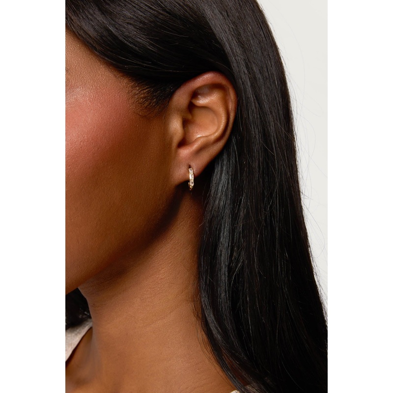 Rhinestone Huggy Hoop Earrings GOLD OS