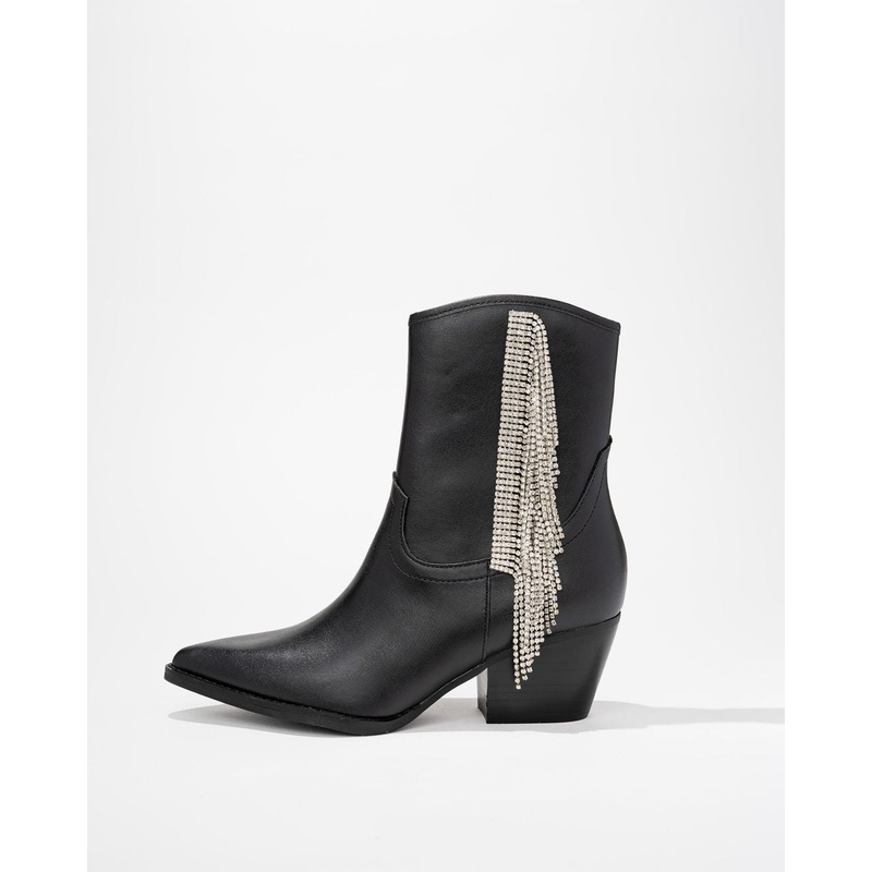 Rowan Crystal Fringe Bootie Black 6