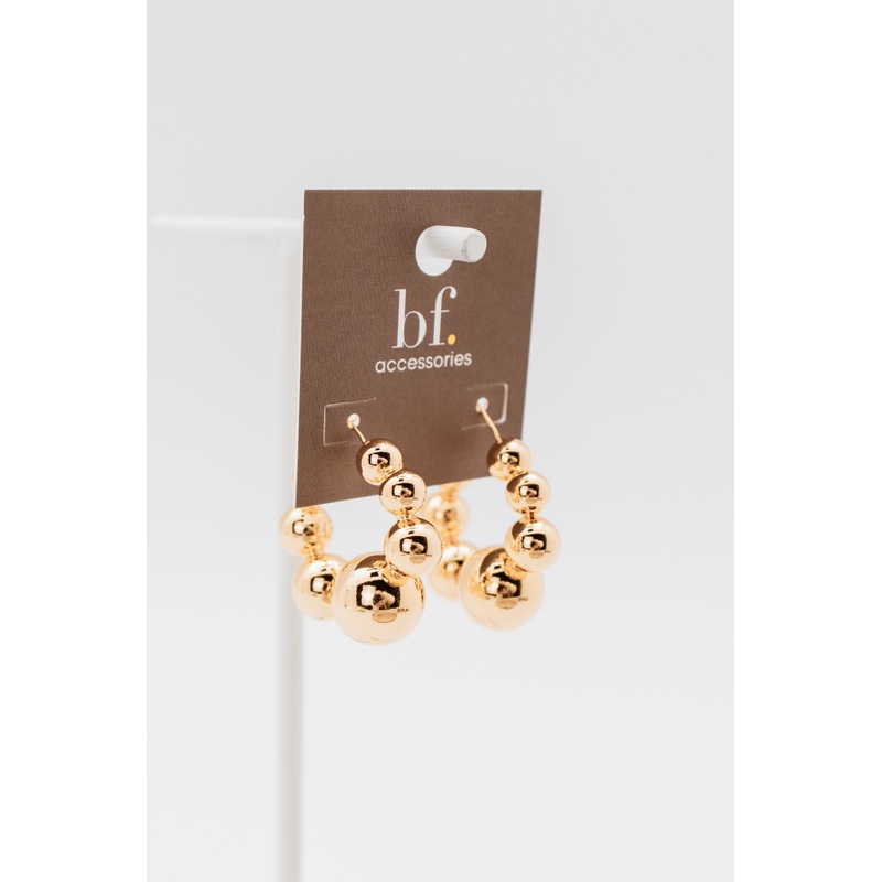 18K Gold Plated XL Graduated Gloss Balls Earrings