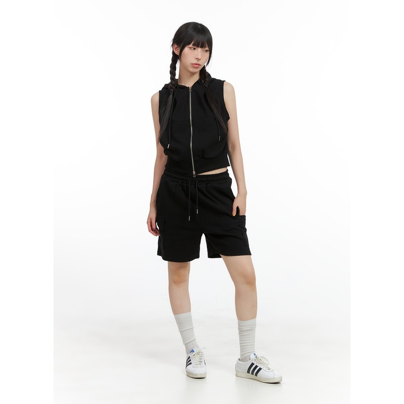 Banded Cargo Sweat Shorts CG408 Black M