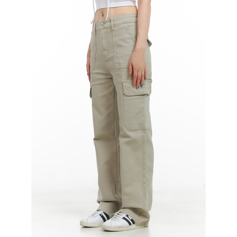 Cargo Straight Leg Pants CG408 Beige S